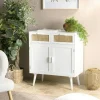 Buffets Scandinaves|Buffets Scandinaves|CALVIA Buffet moderne bois blanc 2 portes 2 tiroirs rotin