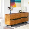 Buffets Contemporains|Buffets Contemporains|BARBADE Buffet moderne bois recyclé teck laque noire 200 cm