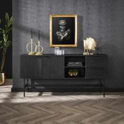 Buffets Contemporains|Buffets Contemporains|Lucknow Buffet noir en bois de manguier