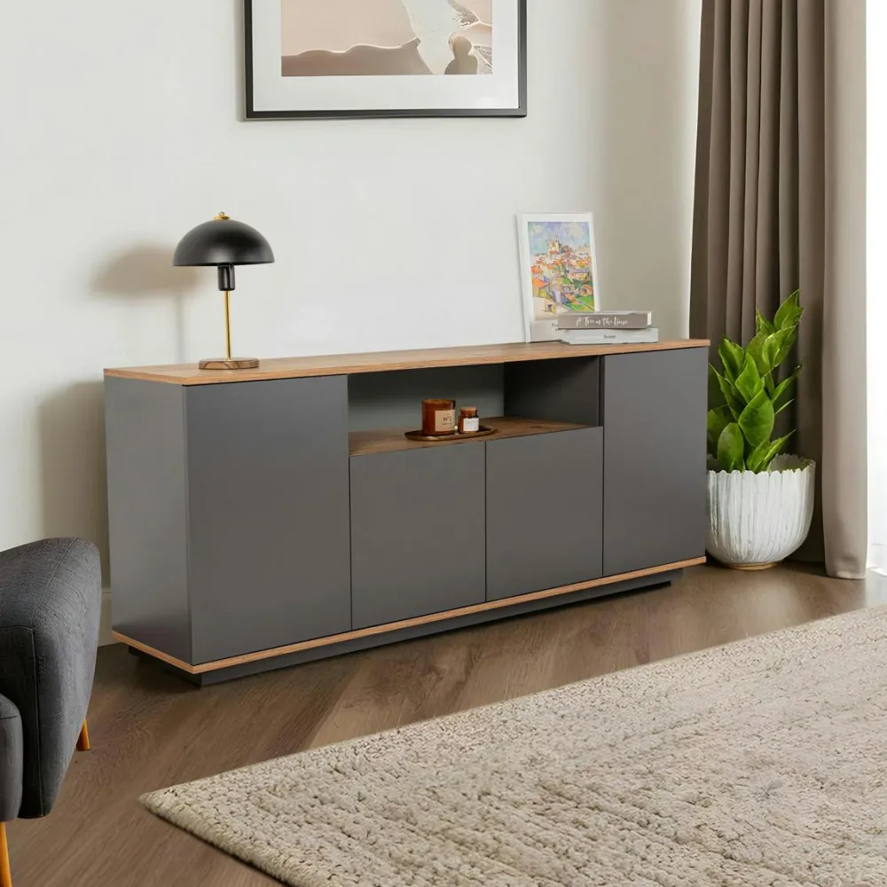 Buffets Contemporains|Buffets Contemporains|MARFA Buffet salle à manger blanc cachemire 1 niche centrale