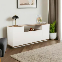 Buffets Contemporains|Buffets Contemporains|MARFA Buffet salle à manger moderne gris avec niche centrale