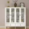 Vaisseliers Contemporains|Vaisseliers Contemporains|SALTA Buffet vaisselier blanc, 4 portes vitrées 2 tiroirs