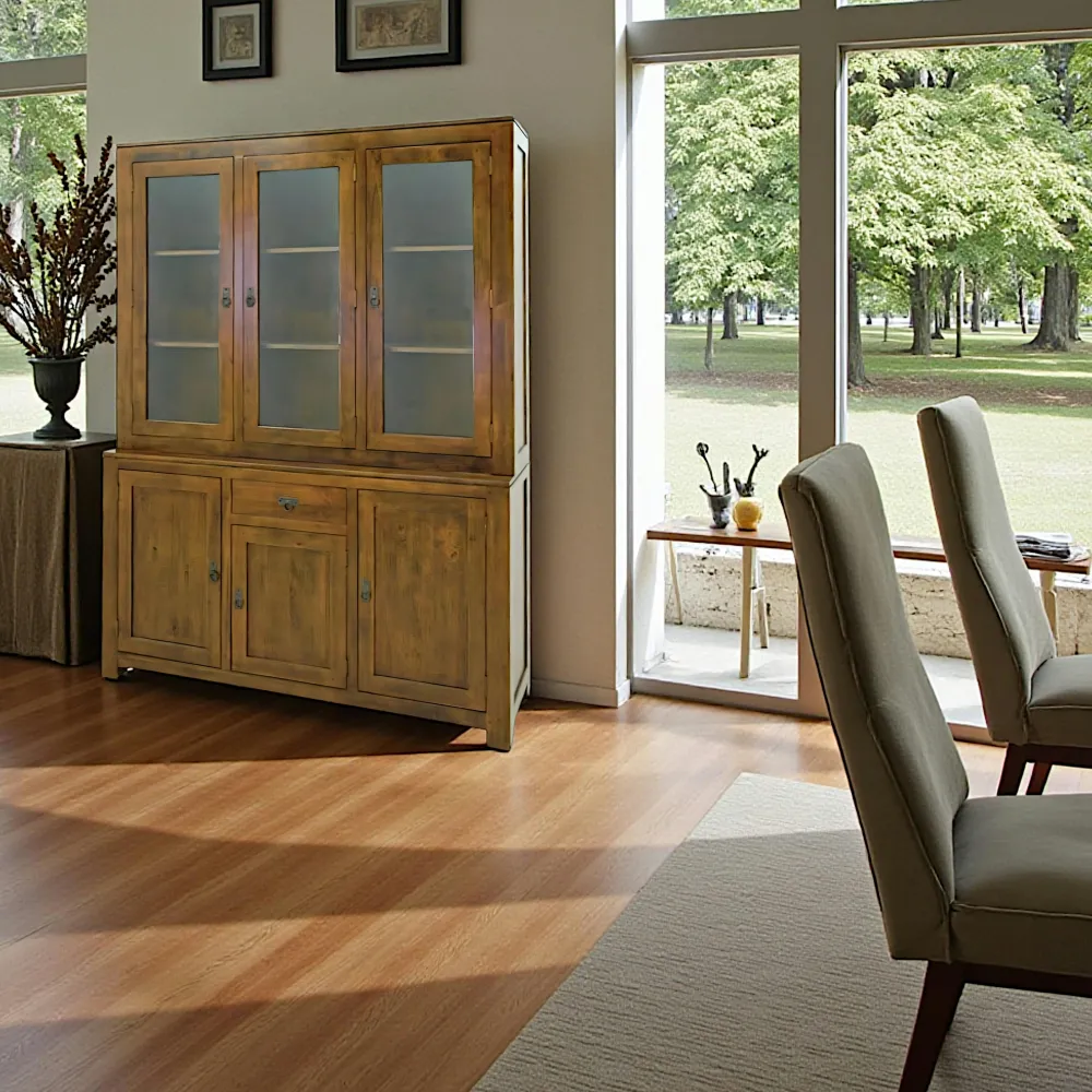 Vaisseliers Contemporains|Vaisseliers Contemporains|Helena Buffet vaisselier bois massif