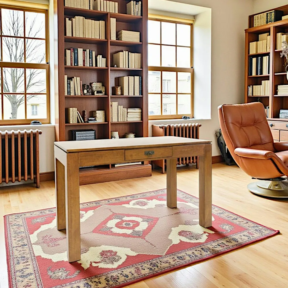 Bureaux En Bois|Helena Bureau bois exotique hévéa 1 tiroir 120cm