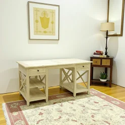 Univers Déco·Globe-Trotter|Bureaux En Bois|Maori Bureau Hévéa 2 tiroirs, 3 niches 150x75x75cm TRADITION