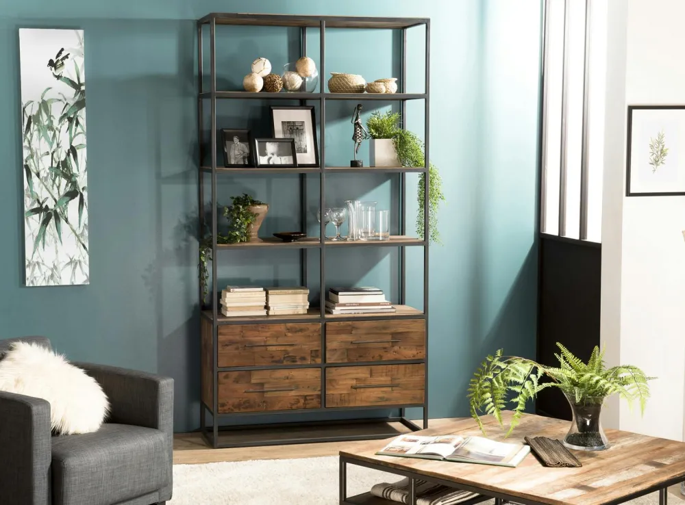 Bureaux En Bois|Swing Bureau industriel teck recyclé