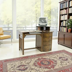 Bureaux En Bois|Tradition Bureau multimédia Vague Hévéa 4 tiroirs, 1 niche supérieure, 1 plateau coulissant 124x65x76cm