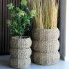 Rangements Déco·Paniers / Boîtes De Rangement|Caches-Pots| Cache-pot en jonc de mer pour grandes plantes, forme ronde (lot de 2)