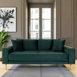 Canapés En Tissu|AMSTERDAM Canapé 2 places 1/2 bleu nuit - velours,