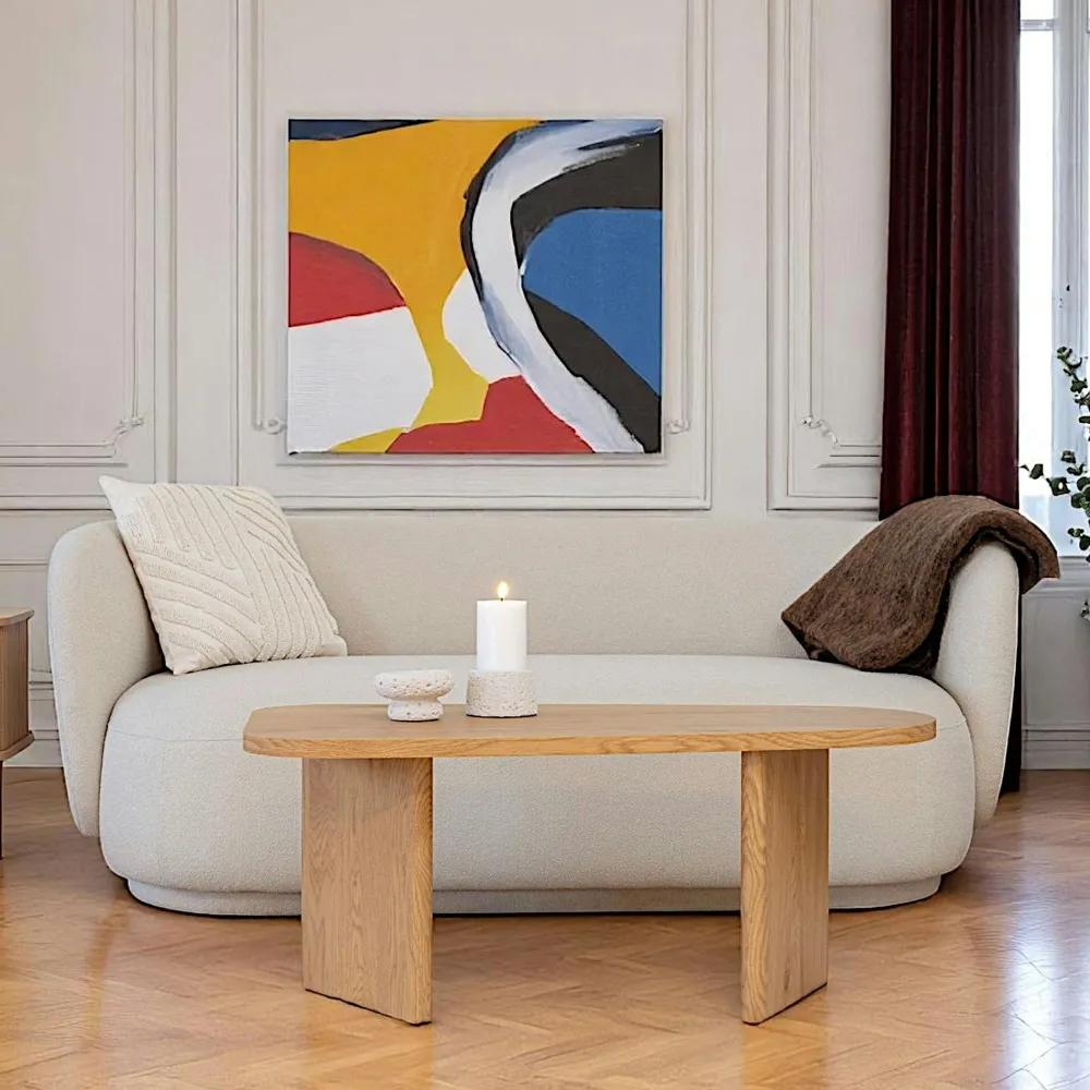 Canapés En Tissu|BERLIN Canapé 2 places 1/2 sable - forme arrondie