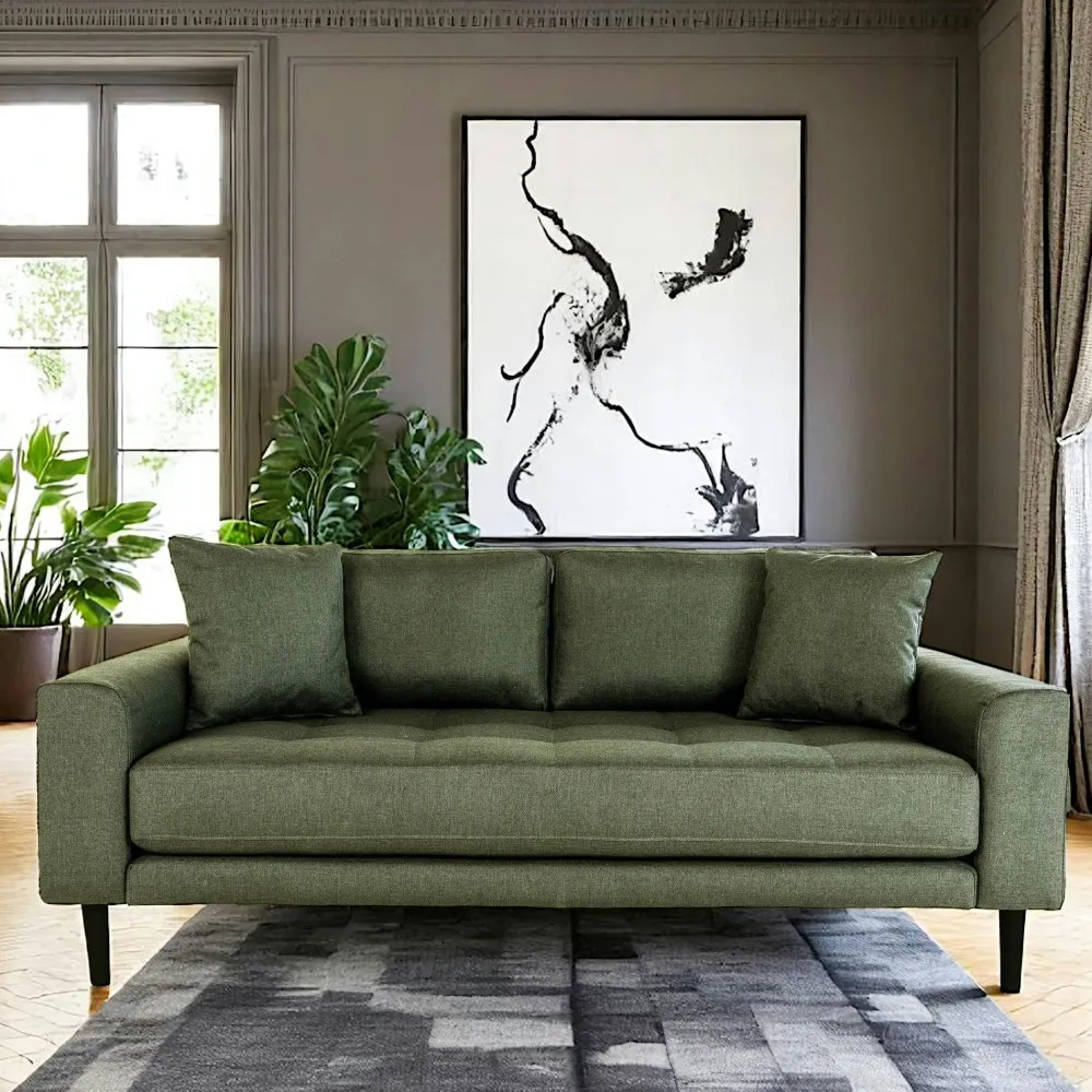 Canapés En Tissu|AMSTERDAM Canapé 2 places 1/2 vert nature