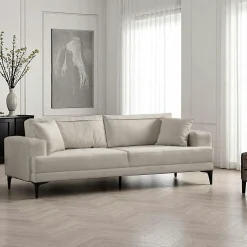 Canapés 3 Places|Canapés En Tissu|JACA Canapé 3 places anthracite avec couchage d’appoint