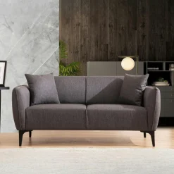 Canapés En Tissu|VILNIUS Canapé 2 places anthracite avec couture décorative