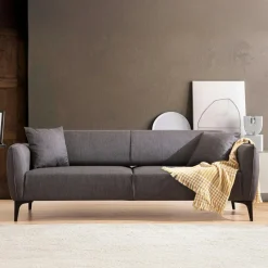 Canapés En Tissu|VILNIUS Canapé 3 places anthracite avec couture décorative