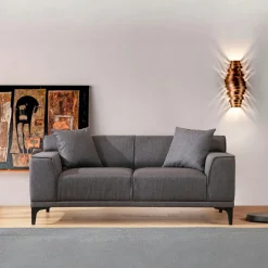 Canapés En Tissu|ORSAY Canapé 2 places anthracite - accoudoirs larges