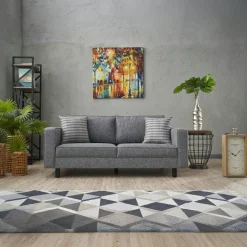 Canapés 2 Places|Canapés En Tissu|CORTONA Canapé 2 places anthracite - pieds droits