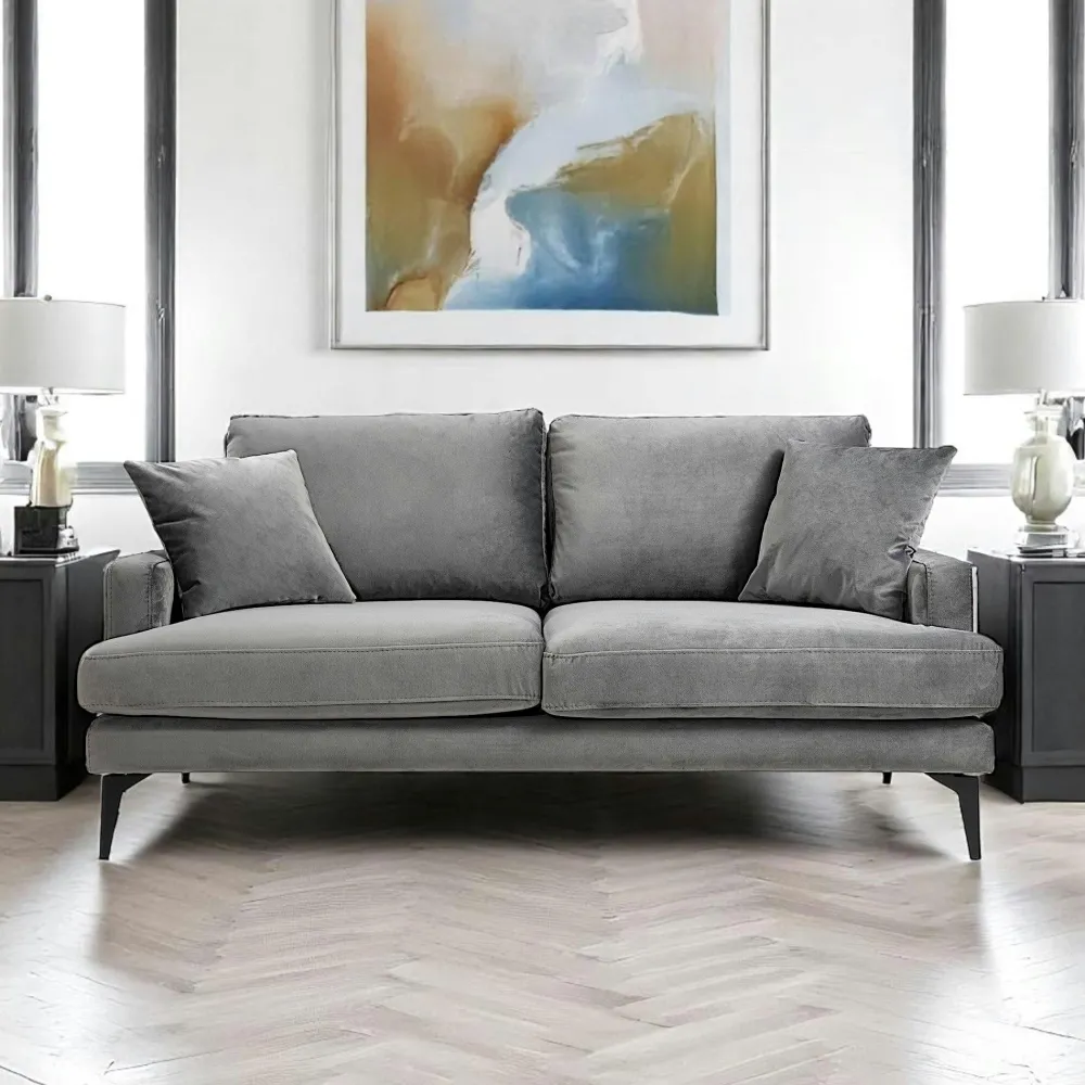 Canapés En Tissu|SEATTLE Canapé 2 places beige en tissu velours 175 cm