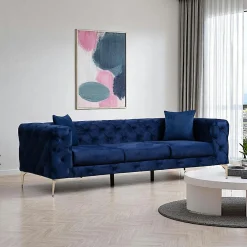 Canapés En Tissu|DOVER Canapé 2 places beige en velours capitonné