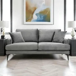 Canapés 3 Places|Canapés En Tissu|SEATTLE Canapé 3 places beige en velours