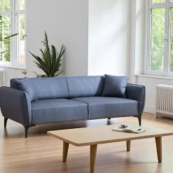 Canapés 3 Places|Canapés En Tissu|VILNIUS Canapé 3 places bleu - couture déco