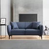 Canapés En Tissu|VILNIUS Canapé 2 places bleu avec couture décorative