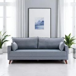 Canapés 3 Places|Canapés En Tissu|SPLIT Canapé 3 places bleu gris - dos droit