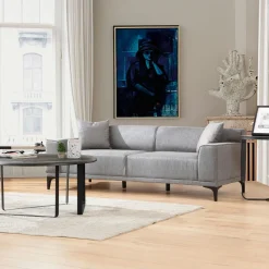 Canapés En Tissu|Canapés 2 Places|ORSAY Canapé 2 places brun taupe - accoudoirs larges