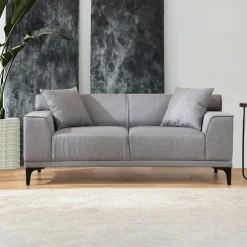 Canapés En Tissu|Canapés 2 Places|ORSAY Canapé 2 places brun taupe - accoudoirs larges