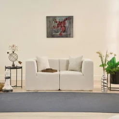 Canapés En Tissu|PLOVIA Canapé 2 places compact anthracite tissu chenille