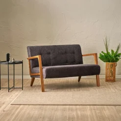 Canapés En Tissu|KOS Canapé 2 places compact gris anthracite moderne 124 cm