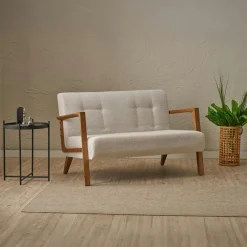 Canapés En Tissu|KOS Canapé 2 places compact gris anthracite moderne 124 cm