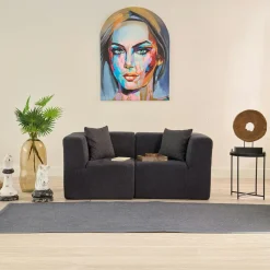 Canapés En Tissu|PLOVIA Canapé 2 places compact moutarde tissu chenille