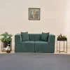 Canapés En Tissu|PLOVIA Canapé 2 places compact vert tissu chenille