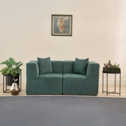 Canapés En Tissu|PLOVIA Canapé 2 places compact vert tissu chenille