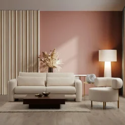 Canapés En Tissu|Canapés 3 Places|LUCCA Canapé 3 places crème - forme organique