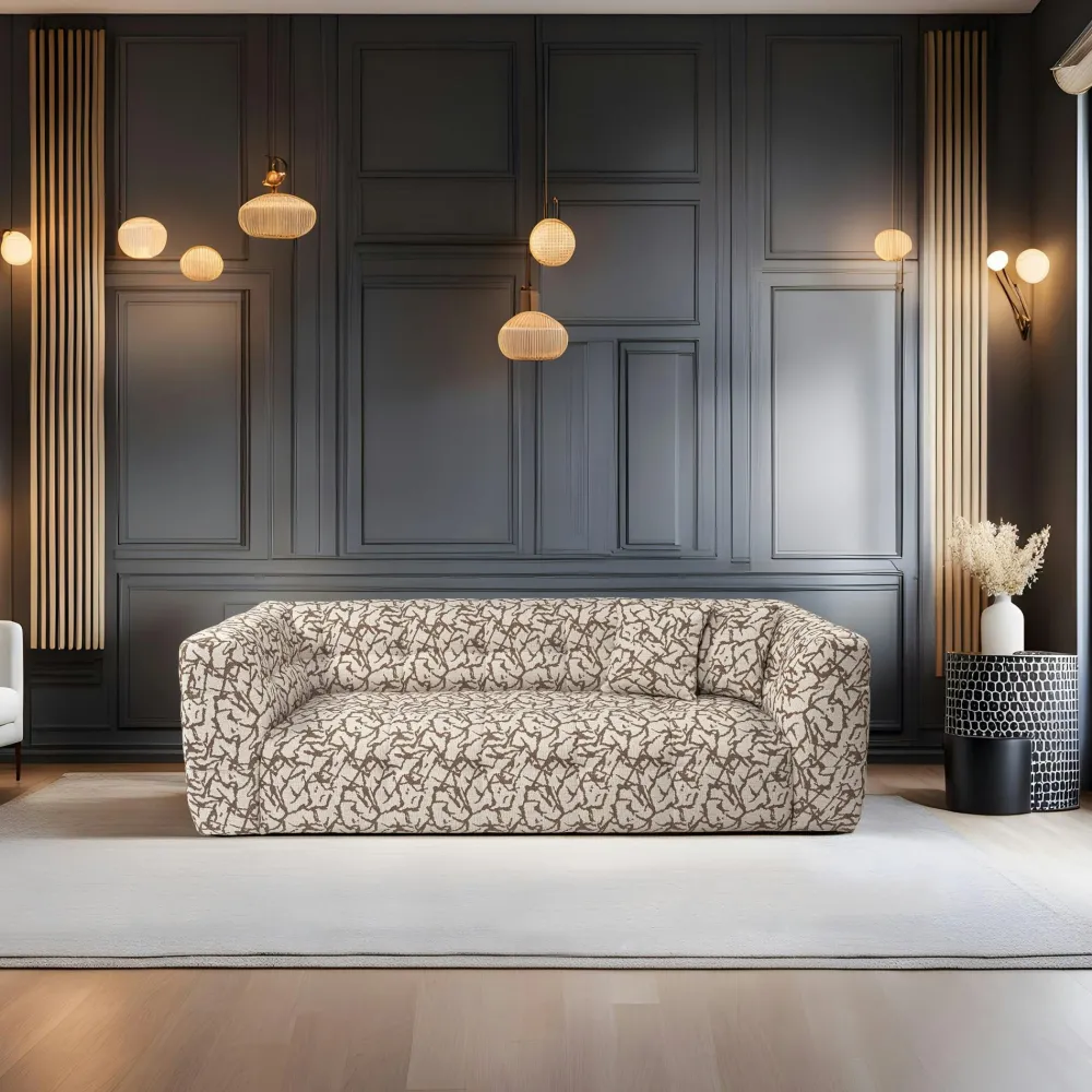 Canapés Marron|Canapés En Tissu|RAVELLO Canapé 3 places écru, décor nature