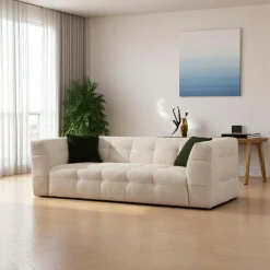 Canapés Marron|Canapés En Tissu|RAVELLO Canapé 3 places écru, décor nature