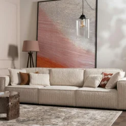 Canapés 3 Places|Canapés En Tissu|SEMPIONE Canapé 3 places en tissu blanc