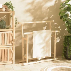 Canapés 2 Places|Canapés En Tissu|MANAK Canapé 2 places exotique teck ajouré et coussins blancs