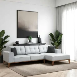 Canapés En Tissu|Canapés 3 Places|TOYA Canapé 3 places gris - lit d'appoint, coussins capitonnés