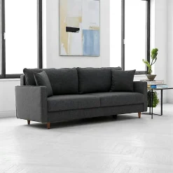 Canapés 3 Places|Canapés En Tissu|COMO Canapé 3 places gris anthracite - dossier haut