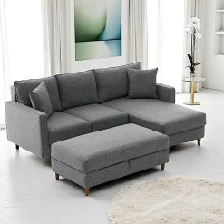 Canapés 2 Places|Canapés En Tissu|COMO Canapé 2 places gris anthracite - dossier haut