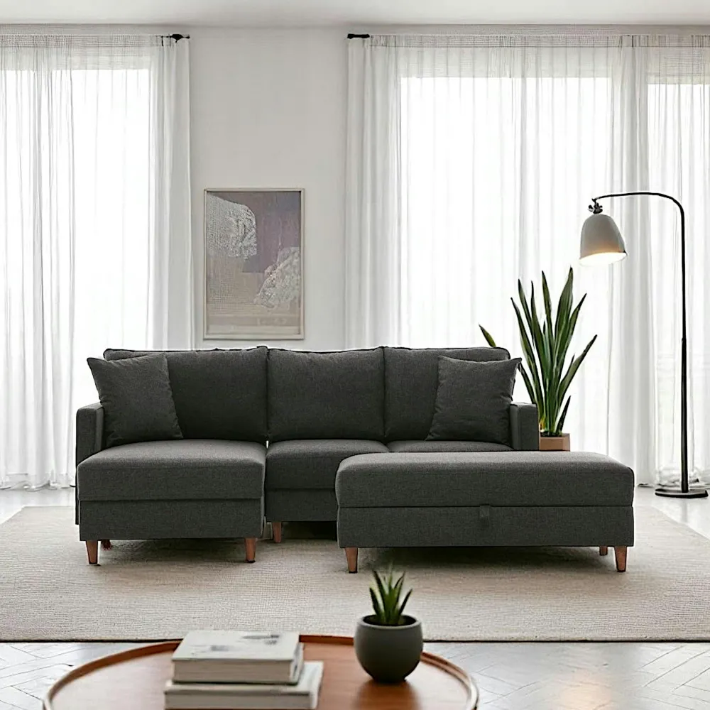 Canapés 2 Places|Canapés En Tissu|COMO Canapé 2 places gris anthracite - dossier haut