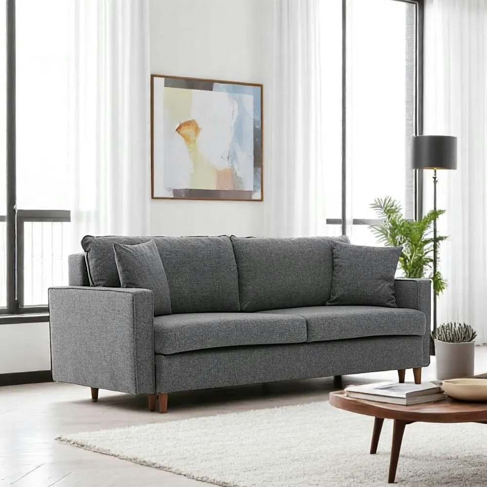 Canapés 2 Places|Canapés En Tissu|COMO Canapé 2 places gris anthracite - dossier haut