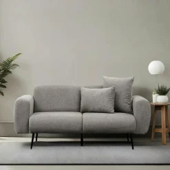 Canapés En Tissu|YOKOH Canapé 2 places gris anthracite, pieds métal noir
