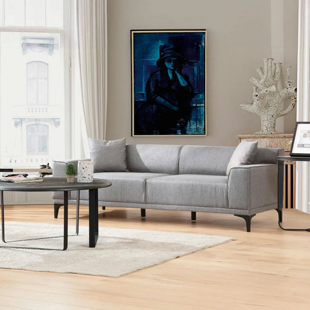 Canapés En Tissu|ORSAY Canapé 3 places gris clair - accoudoirs larges