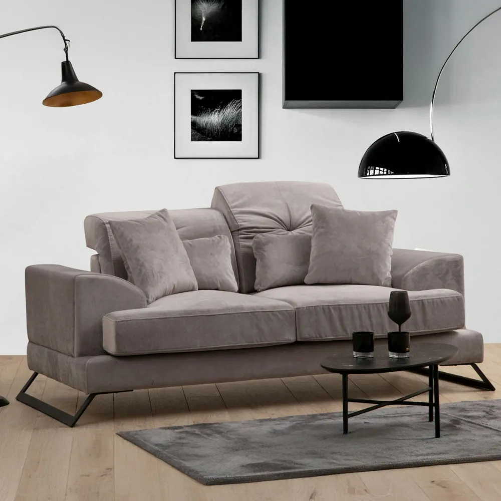 Canapés En Tissu|MILO Canapé 2 places gris clair avec dossier inclinable