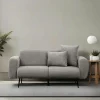 Canapés En Tissu|YOKOH Canapé 2 places gris clair, pieds métal noir