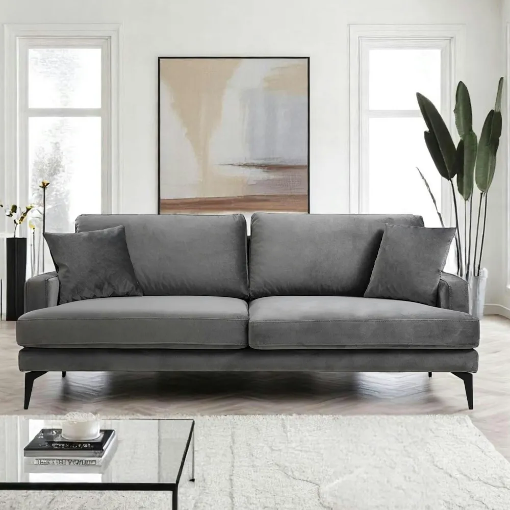 Canapés En Tissu|Canapés 2 Places|SEATTLE Canapé 2 places gris en velours