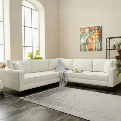 Canapés En Tissu|NEOLIA Canapé 2 places gris foncé moderne, pieds noirs